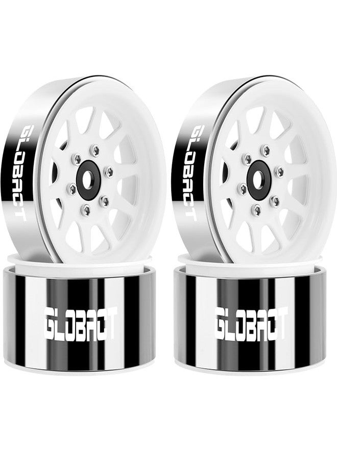 GLOBACT 1.9 Beadlock Wheels Rims RC Wheel Hub for TRX4 TRX6 Axial SCX10 I II III Pro Redcat 1/10 RC Crawler Upgrade Accessories (4Pcs White) - Image 1